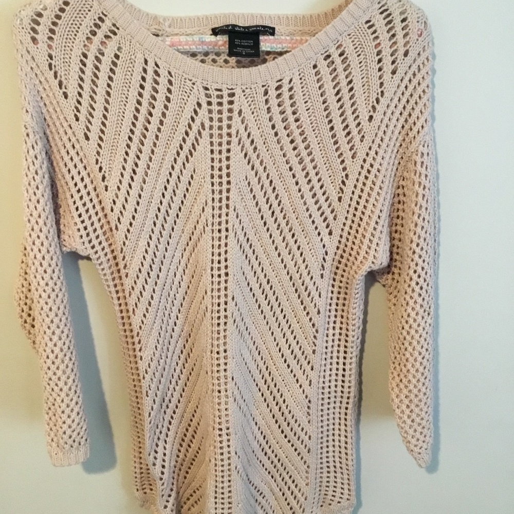 Beach Cover Up Vacation Pink Sweater size S Light Pink